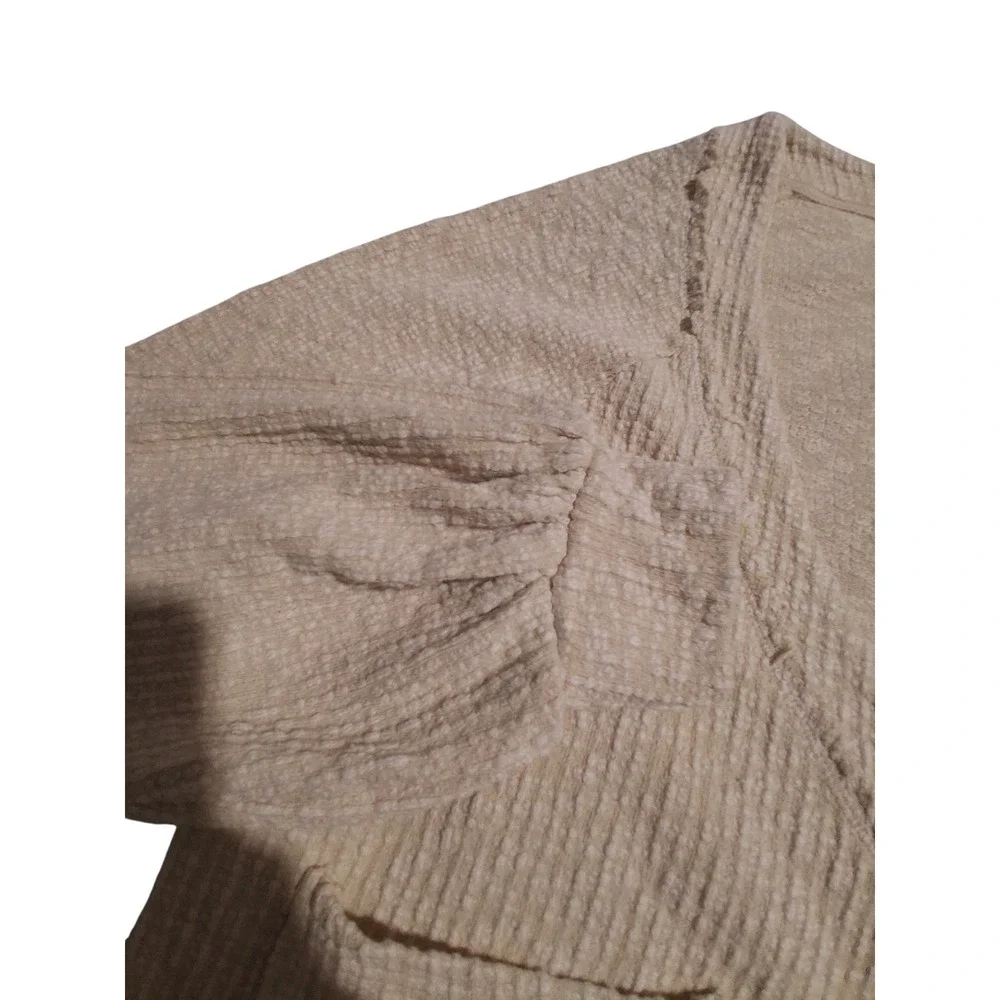 Free People Beach Ribbed Textured‎ Womens Medium Oversized Slouchy Crop Cardigan